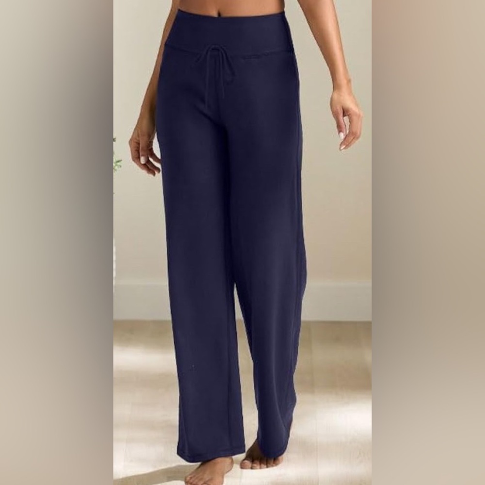 Navy Blue Comfy High Waisted Drawstring Full Leg Lounge / Yoga / Pajama Pants
